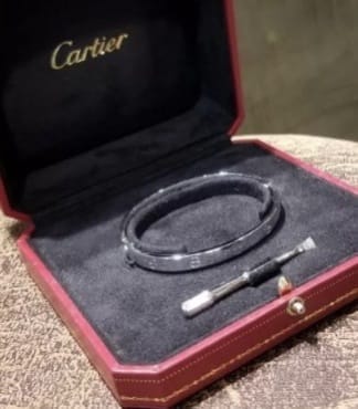 Cartier 18KT White Gold Love Bracelet, Size 18, New Screw System