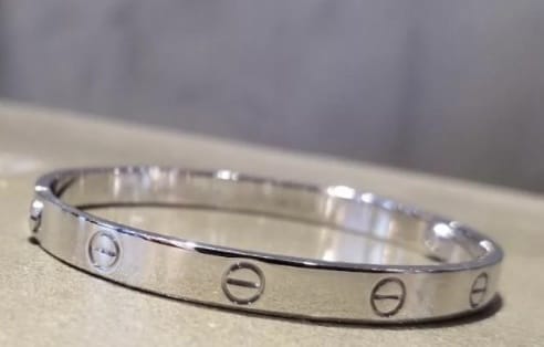 Cartier 18KT White Gold Love Bracelet, Size 18, New Screw System