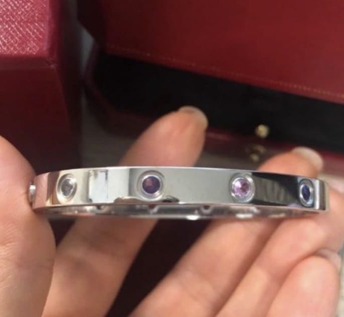 Cartier Multi Color Gemstone Rainbow White Gold Love Bracelet