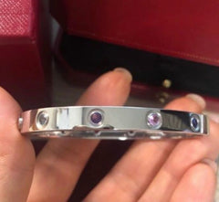 Cartier Multi Color Gemstone Rainbow White Gold Love Bracelet