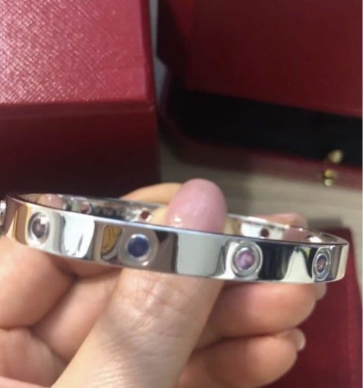 Cartier Multi Color Gemstone Rainbow White Gold Love Bracelet
