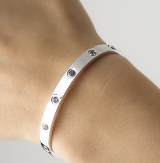 Cartier Multi Color Gemstone Rainbow White Gold Love Bracelet