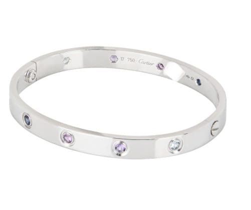 Cartier Multi Color Gemstone Rainbow White Gold Love Bracelet
