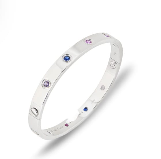 Cartier Multi Color Gemstone Rainbow White Gold Love Bracelet