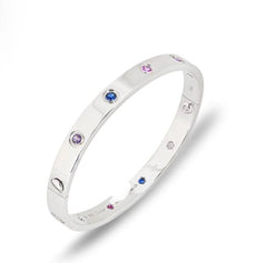 Cartier Multi Color Gemstone Rainbow White Gold Love Bracelet