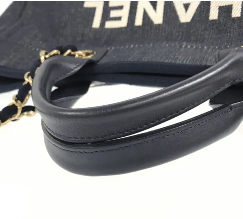 CHANEL Denim & Leather Deauville GM Tote Handbag