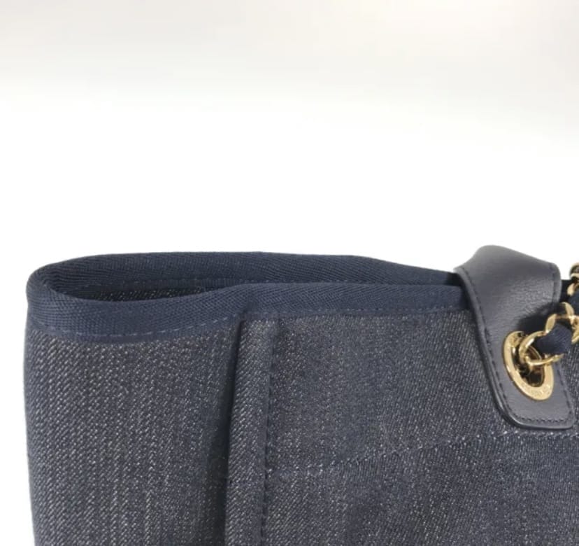 CHANEL Denim & Leather Deauville GM Tote Handbag