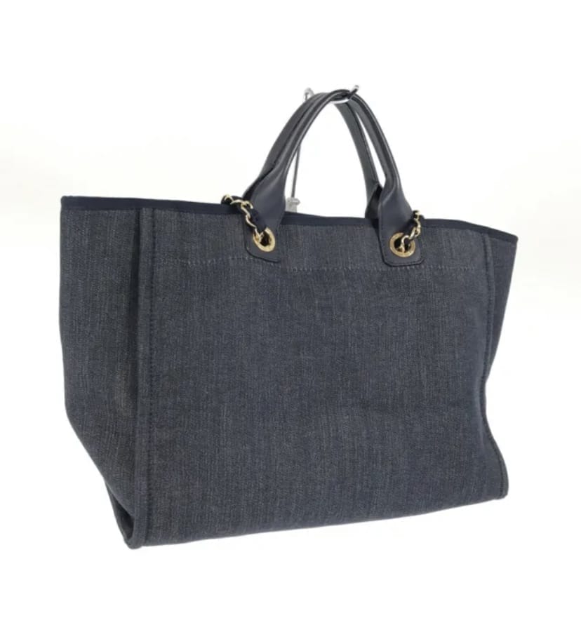 CHANEL Denim & Leather Deauville GM Tote Handbag
