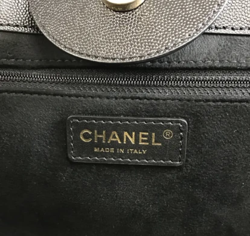 CHANEL Caviar Gold Hardware Studded Deauville GM Tote Handbag