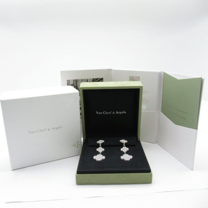 Van Cleef & Arpels Diamond Magic Alhambra 3 Tier 18KT White Gold Earrings