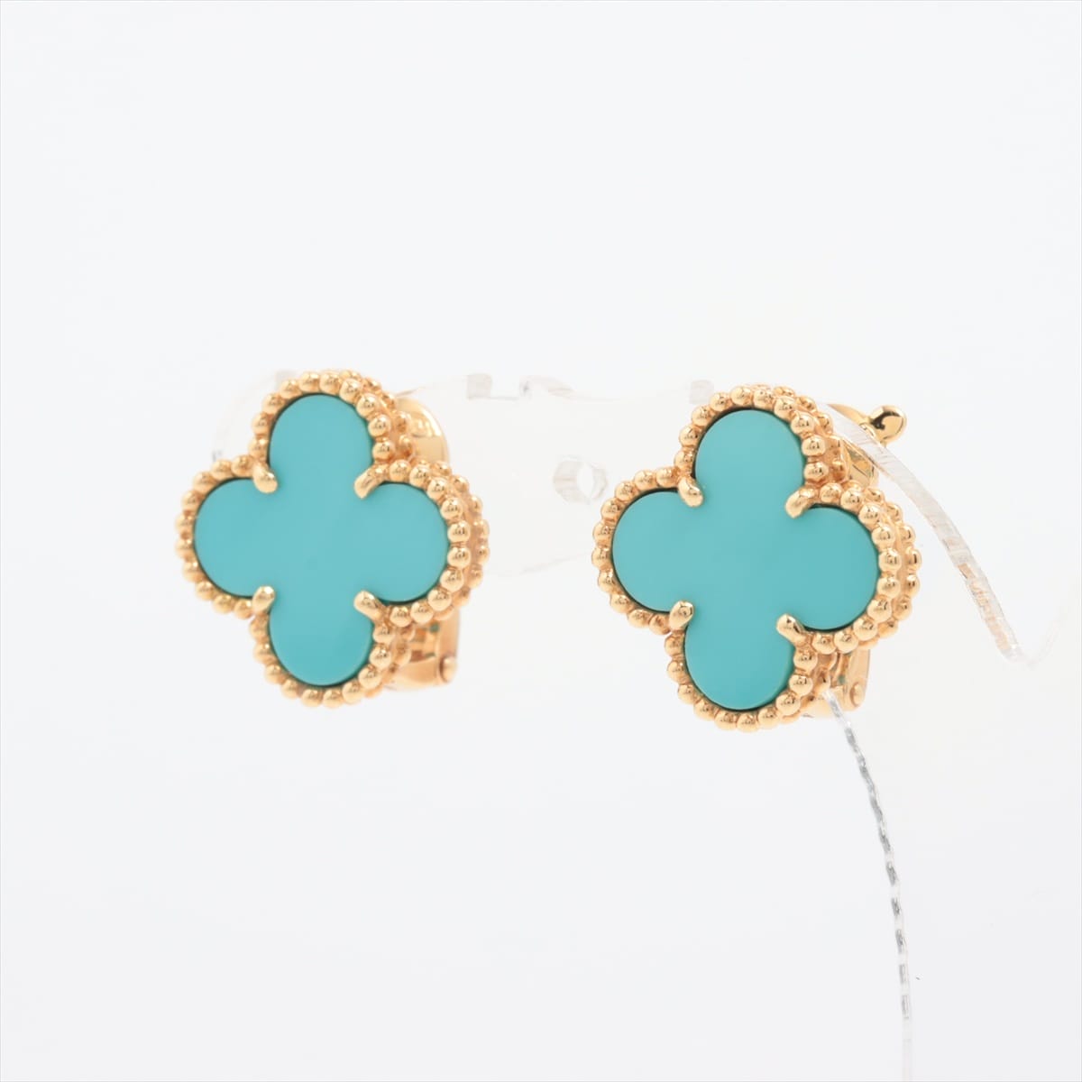 Van Cleef & Arpels Turquoise 18KT Yellow Gold Vintage Alhambra Ear Studs