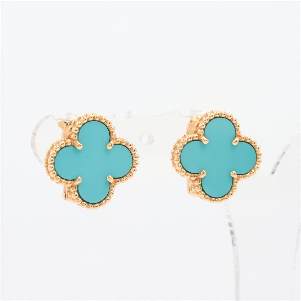 Van Cleef & Arpels Turquoise 18KT Yellow Gold Vintage Alhambra Ear Studs