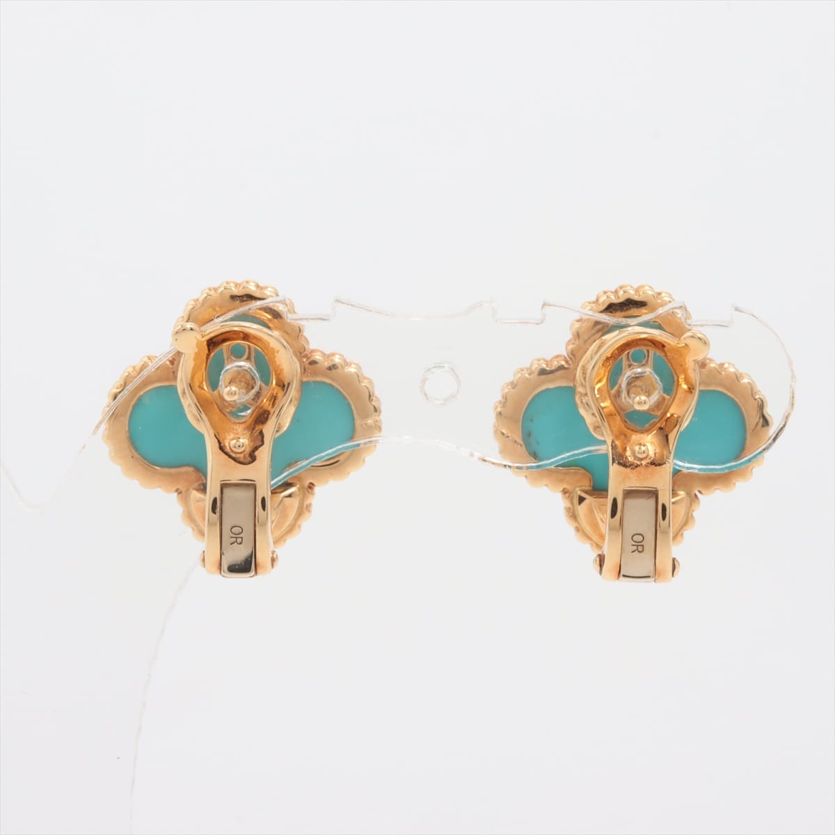 Van Cleef & Arpels Turquoise 18KT Yellow Gold Vintage Alhambra Ear Studs