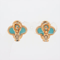 Van Cleef & Arpels Turquoise 18KT Yellow Gold Vintage Alhambra Ear Studs