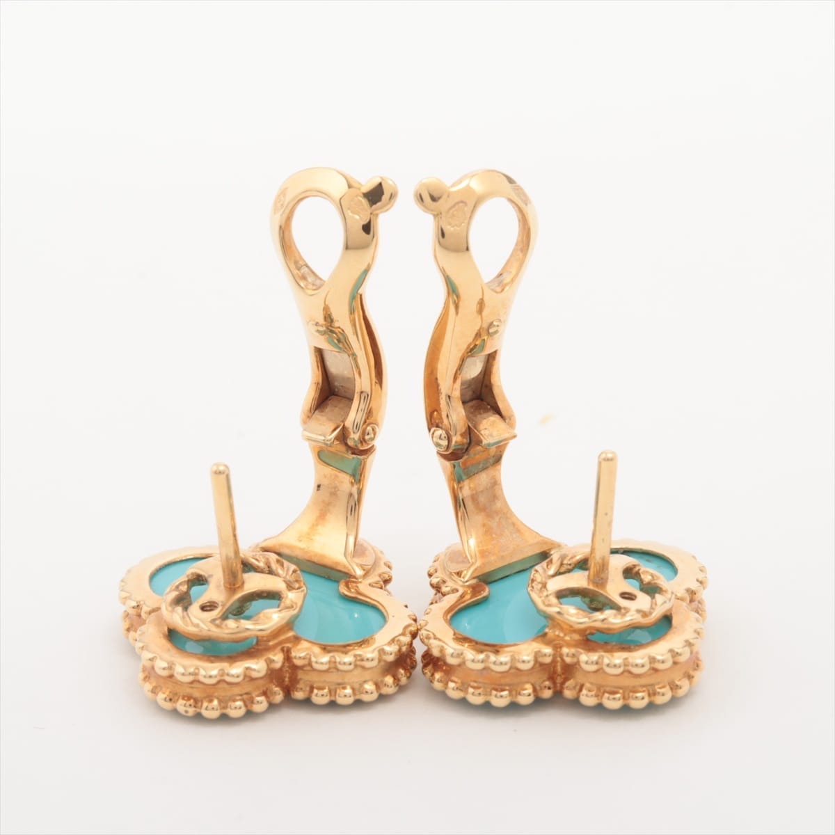 Van Cleef & Arpels Turquoise 18KT Yellow Gold Vintage Alhambra Ear Studs