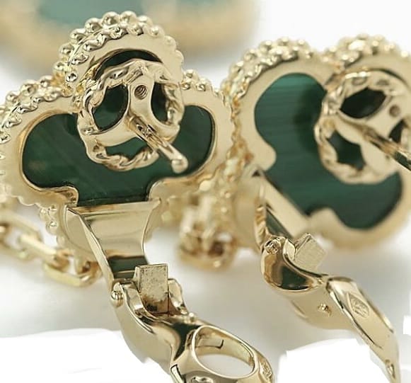 Van Cleef & Arpels Diamond Malachite Vintage Alhambra 3- Tiered Earrings