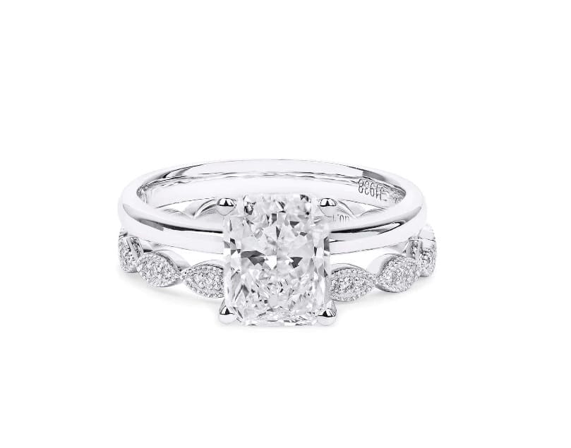 GIA 2 Carat Natural Diamond 18KT Gold Engagement Ring & Wedding Band Set