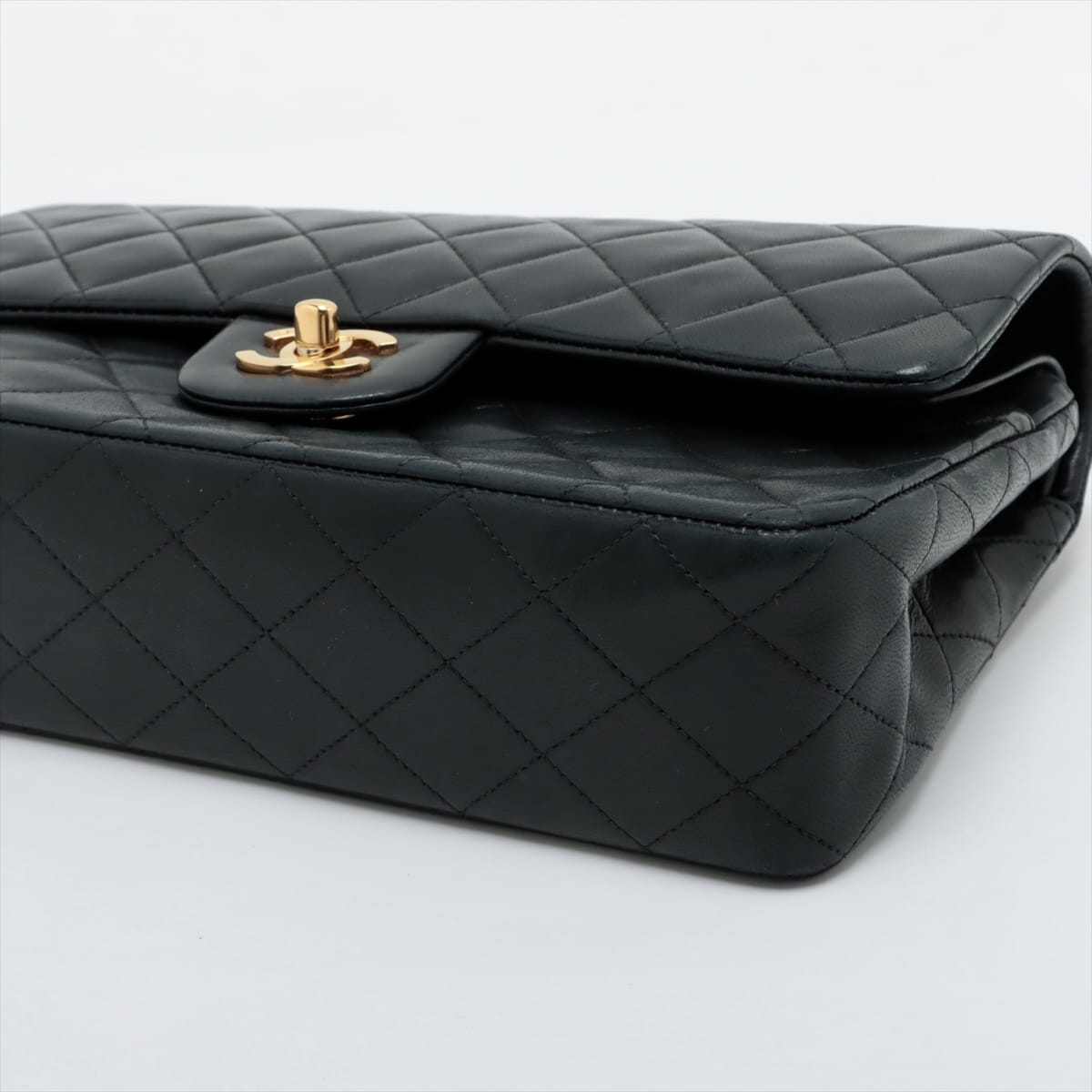 CHANEL Vintage Black Lambskin Leather Medium Double Flap w/ 24KT Gold Hardware