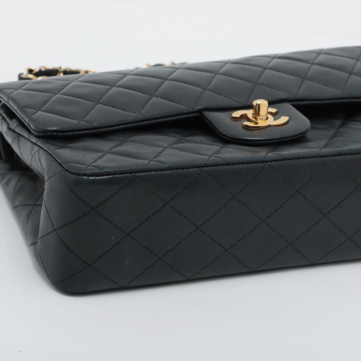 CHANEL Vintage Black Lambskin Leather Medium Double Flap w/ 24KT Gold Hardware