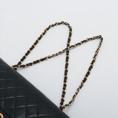 CHANEL Vintage Black Lambskin Leather Medium Double Flap w/ 24KT Gold Hardware