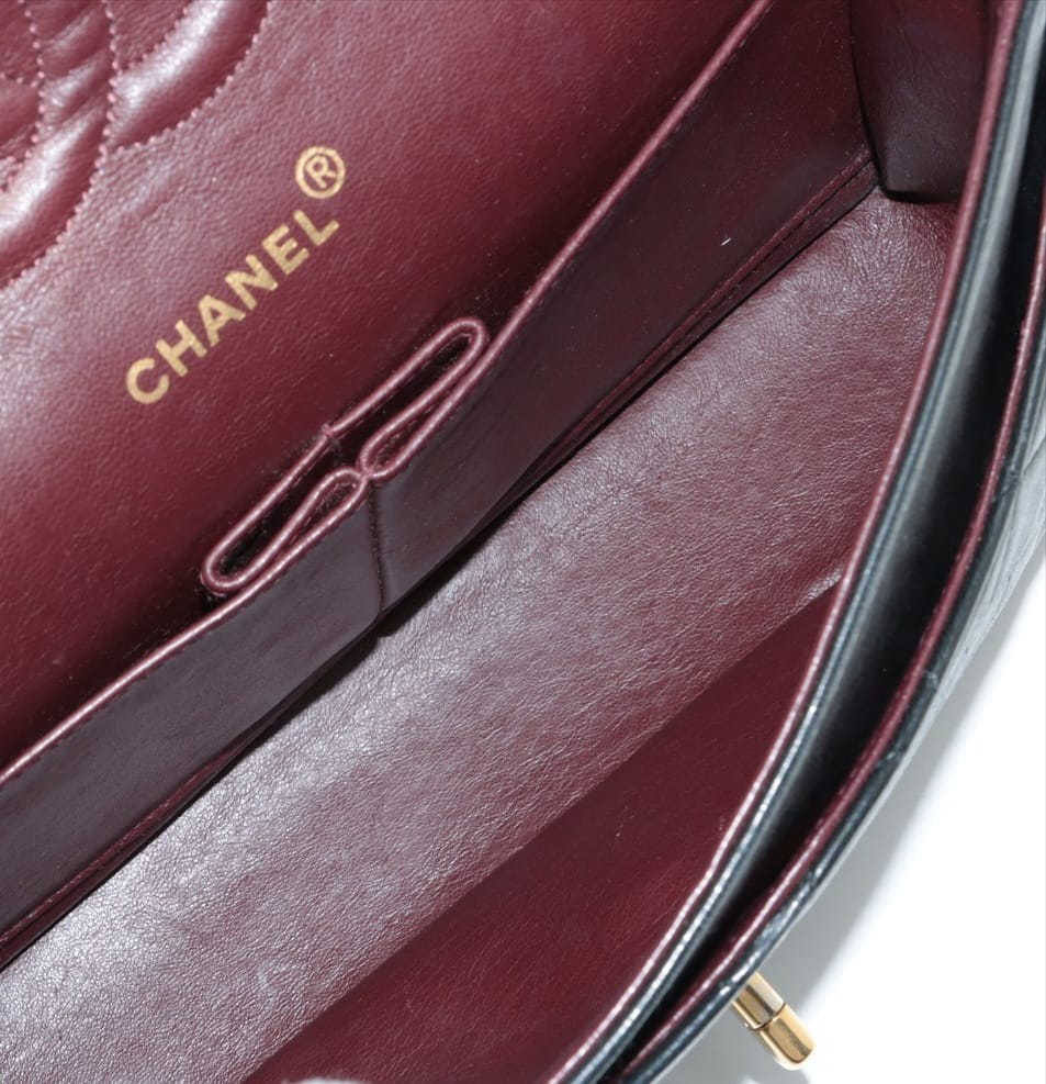 CHANEL Vintage Black Lambskin Leather Medium Double Flap w/ 24KT Gold Hardware