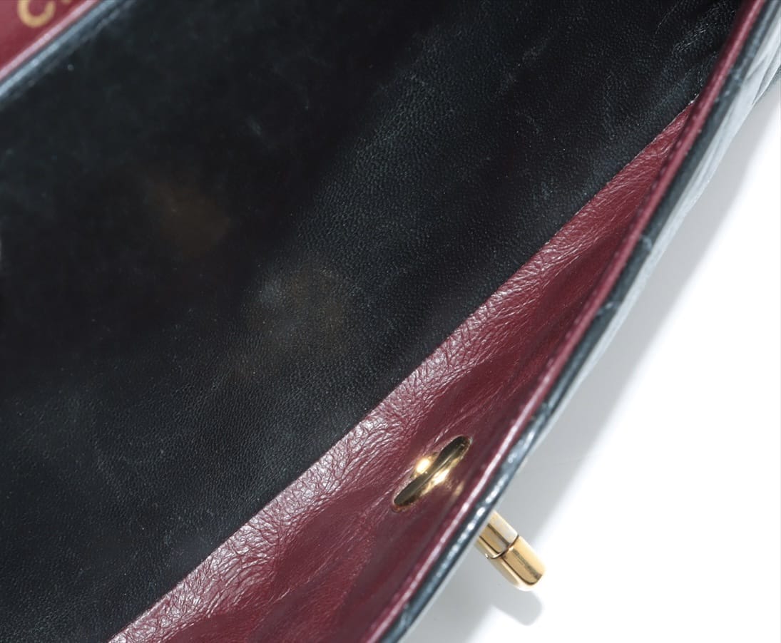 CHANEL Vintage Black Lambskin Leather Medium Double Flap w/ 24KT Gold Hardware