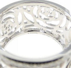 CHANEL Ajoure Camelia Flowers White Gold Ring