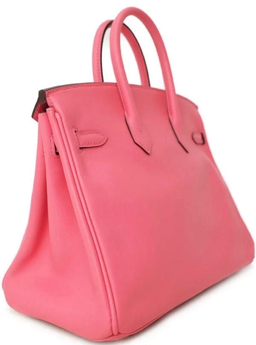 Hermes 25 Rose Azalee Veau Swift Leather Birkin Bag
