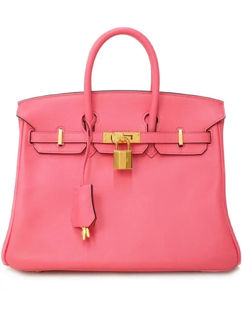 Hermes 25 Rose Azalee Veau Swift Leather Birkin Bag