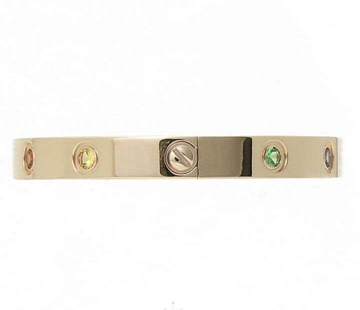 Cartier Rainbow Multi-Color Gemstone Love Bracelet, Size 16