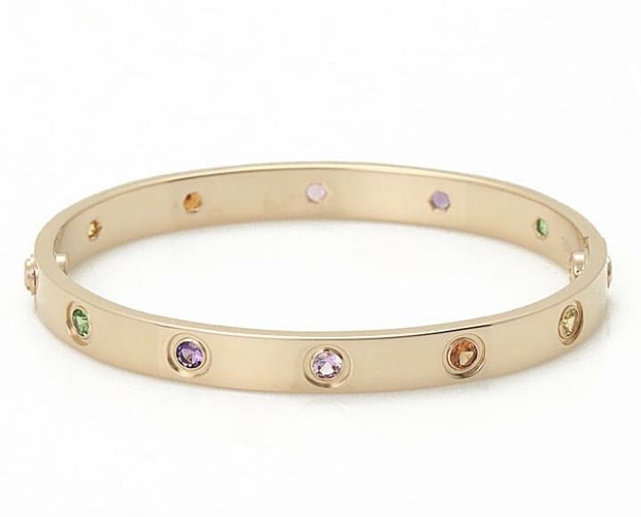 Cartier Rainbow Multi-Color Gemstone Love Bracelet, Size 16