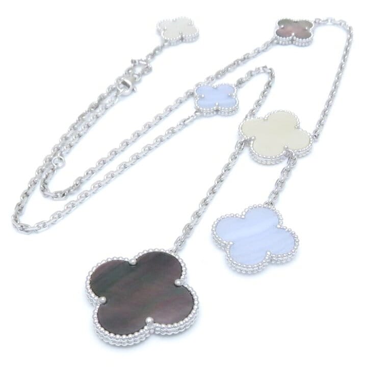 Van Cleef & Arpels Magic Alhambra Chalcednoy & Mother of Pearl 6-motif Necklace
