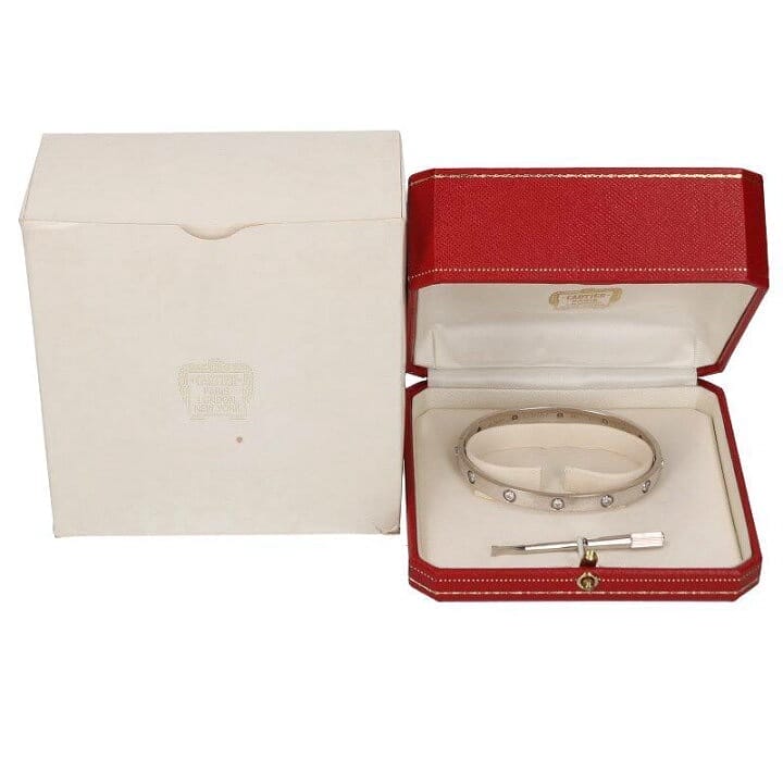 Cartier 10 Diamond 18KT White Gold Love Bracelet