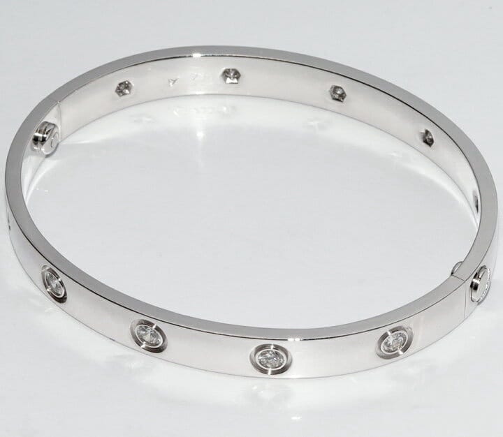 Cartier 10 Diamond 18KT White Gold Love Bracelet