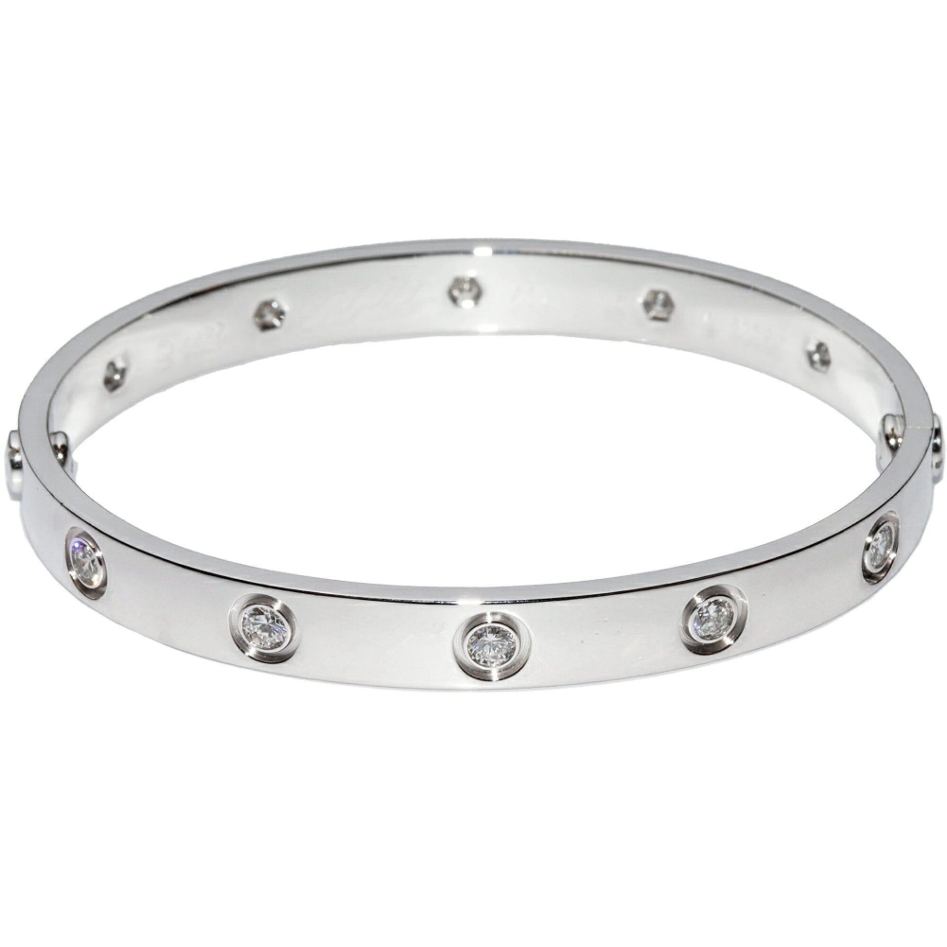 Cartier 10 Diamond 18KT White Gold Love Bracelet