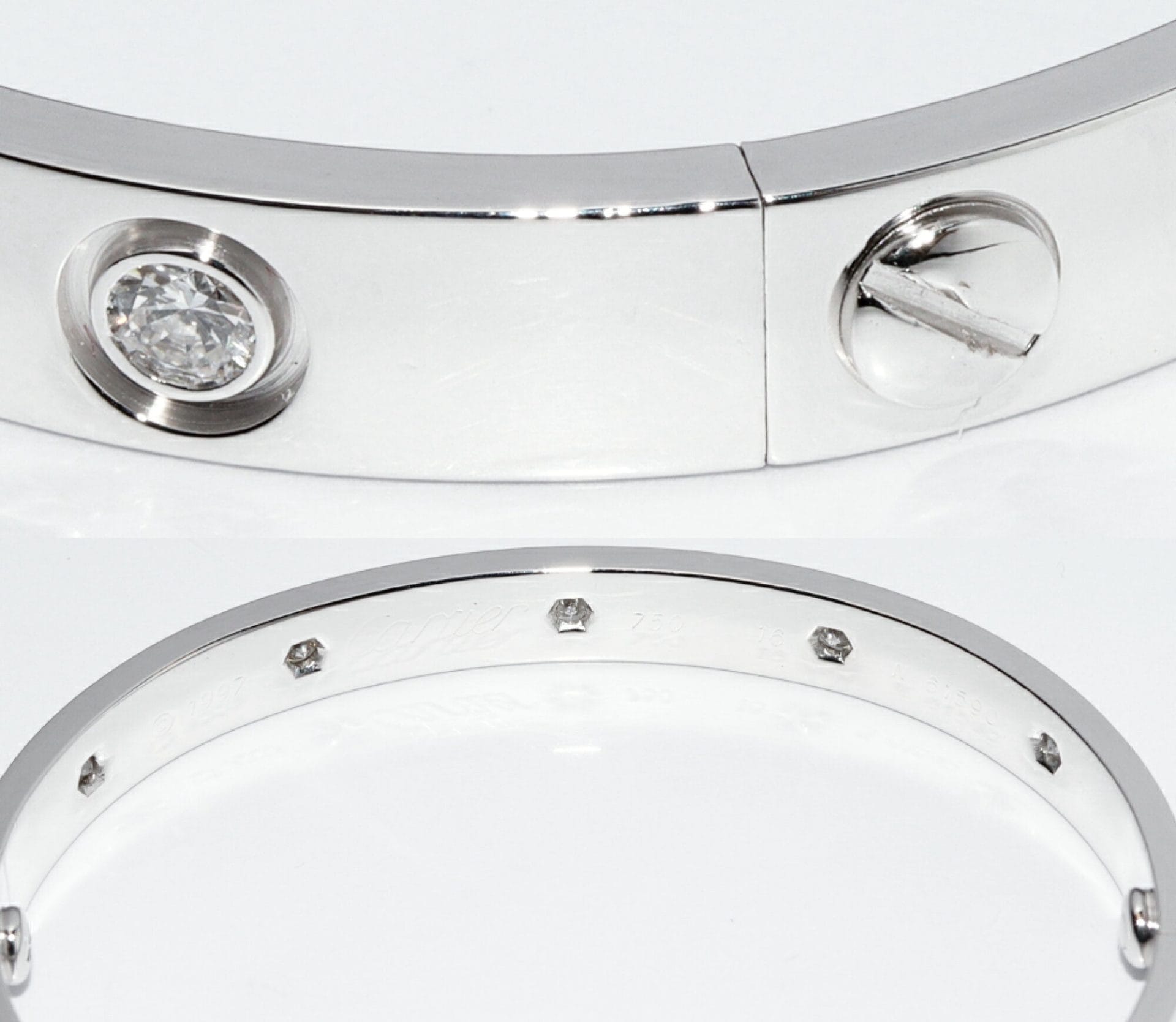 Cartier 10 Diamond 18KT White Gold Love Bracelet