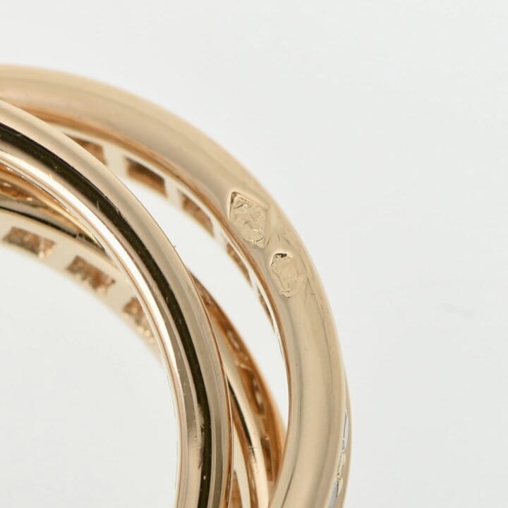 Cartier Full Diamond-Paved Trinity Rolling Ring, 18KT Yellow Gold Size 49