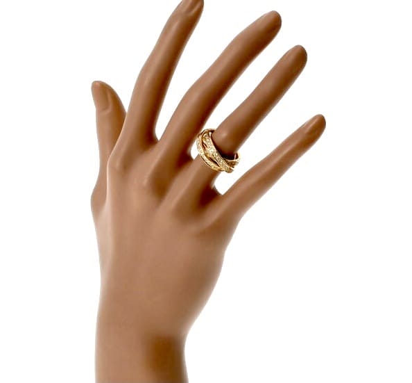 Cartier Full Diamond-Paved Trinity Rolling Ring, 18KT Yellow Gold Size 49