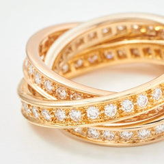 Cartier Full Diamond-Paved Trinity Rolling Ring, 18KT Yellow Gold Size 49