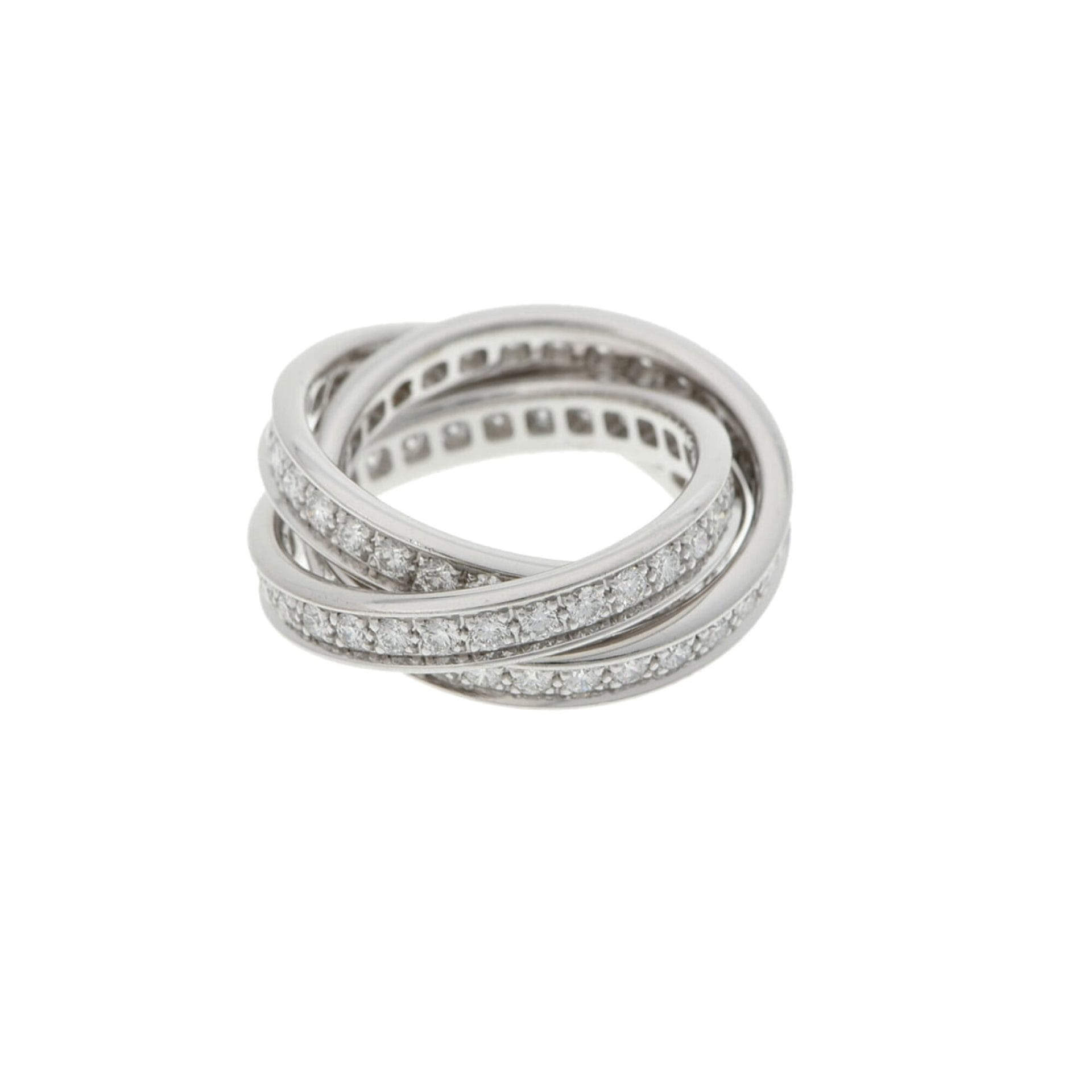 Cartier Full Diamond-Paved Trinity Ring, 18KT White Gold
