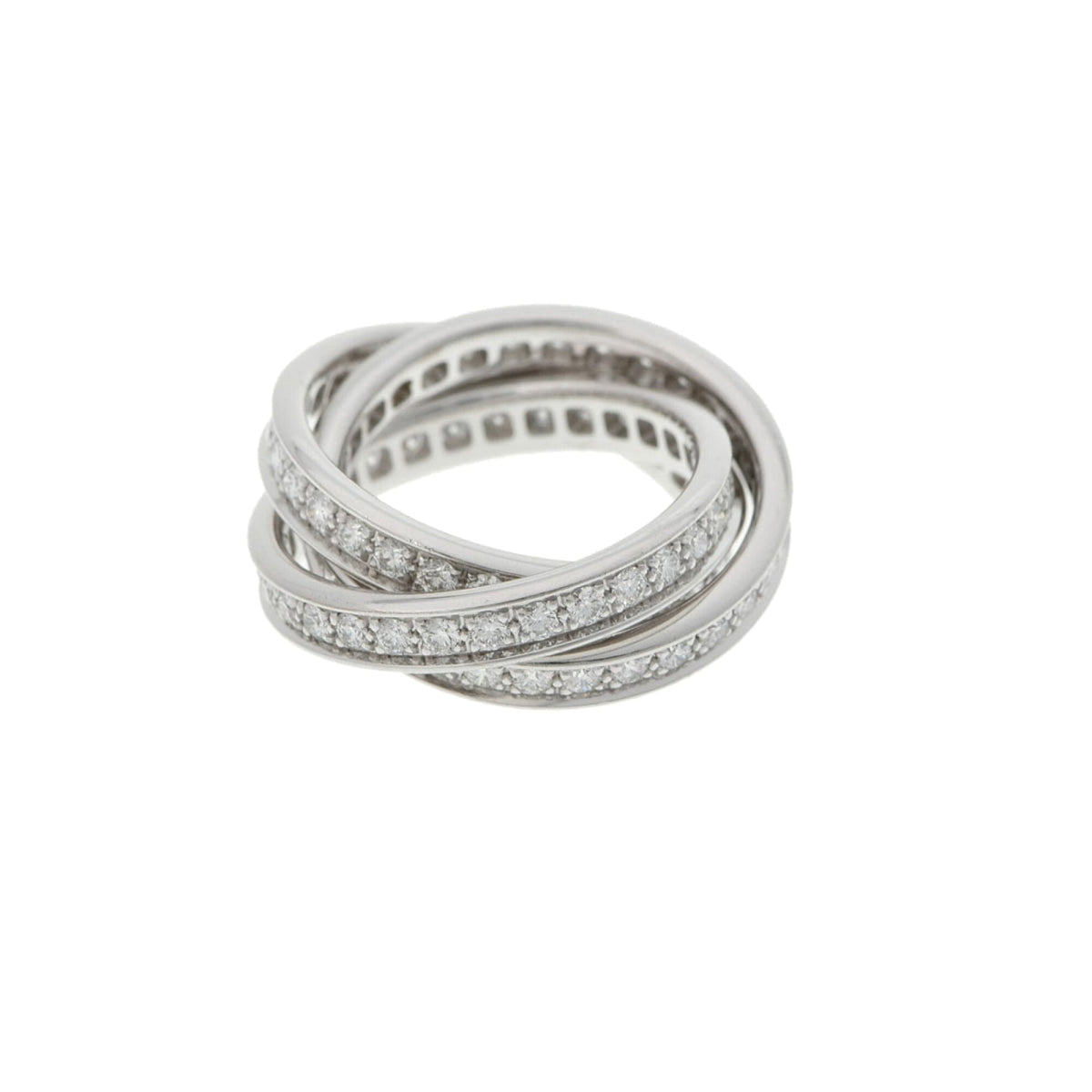 Cartier Full Diamond-Paved Trinity Ring, 18KT White Gold