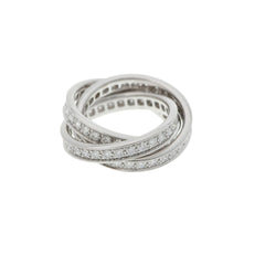 Cartier Full Diamond-Paved Trinity Ring, 18KT White Gold