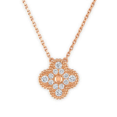 Van Cleef Arpels Vintage Alhambra Diamond Pendant Necklace, Rose Gold