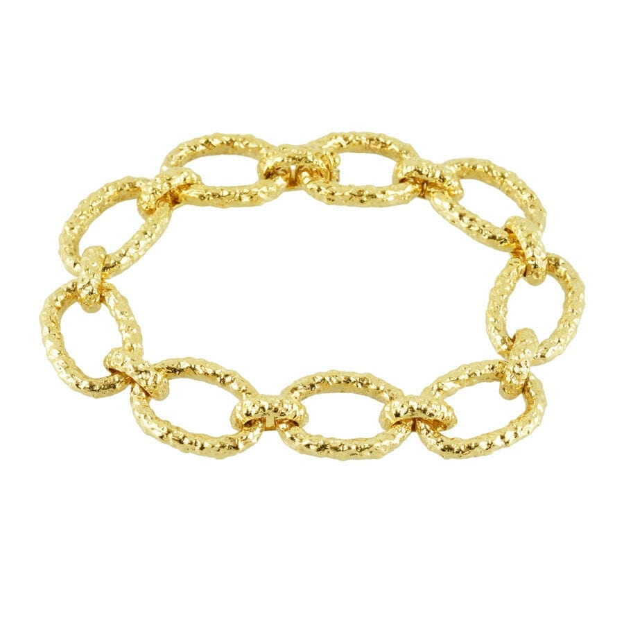Van Cleef & Arpels 18KT Yellow Gold Large Textured Oval Link Bracelet