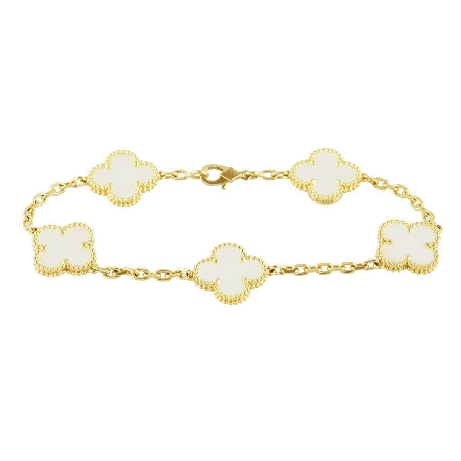 Van Cleef & Arpels Vintage Alhambra Mother of Pearl 18KT Yellow Gold Bracelet