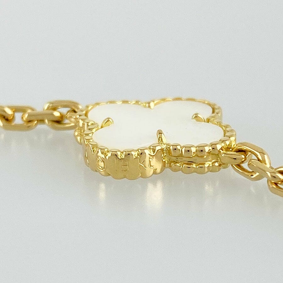 Van Cleef & Arpels Mother of Pearl 18KT Yellow Gold Vintage Alhambra 9-motif Necklace