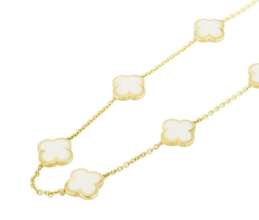 Van Cleef & Arpels Pure Alhambra 18K Mother of Pearl 9 motifs Necklace