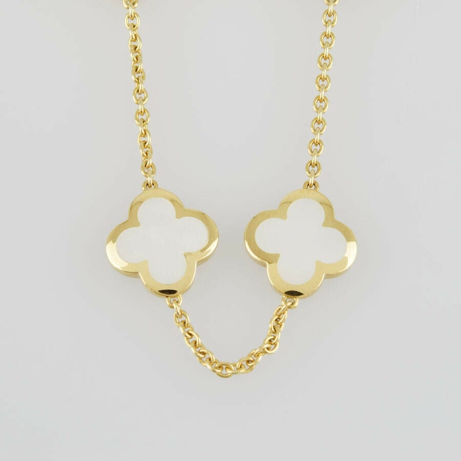 Van Cleef & Arpels Pure Alhambra 18K Mother of Pearl 9 motifs Necklace