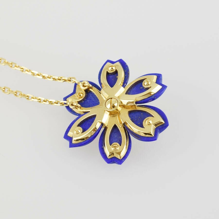 Van Cleef & Arpels Lapis lazuli diamond 18K Y/G Rose de Noel Necklace