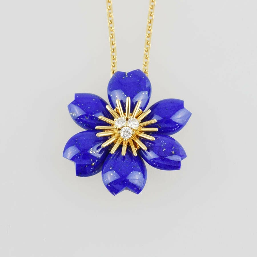 Van Cleef & Arpels Lapis lazuli diamond 18K Y/G Rose de Noel Necklace